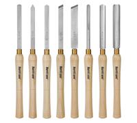 HURRICANE 8pc Wood Lathe Chisel Set with Wooden Box, HSS Wood Turning Tools for Woodworking, for Precision Cutting and Smooth, Detailed Projects