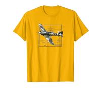 Hurricane | British WW2 Fighter Plane T-Shirt, Men, Golden Yellow, 3X-Large