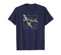 Hurricane | British WW2 Fighter Plane T-Shirt, Men, Navy Blue, 6X-Large