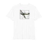 Hurricane | British WW2 Fighter Plane T-Shirt, Men's Big and Tall, White, 6X Tall