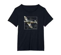 Hurricane | British WW2 Fighter Plane T-Shirt, Women's Plus, Black, 2X