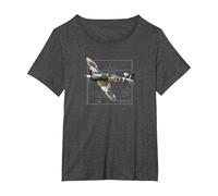 Hurricane | British WW2 Fighter Plane T-Shirt, Women's Plus, Dark Heather Grey, 1X