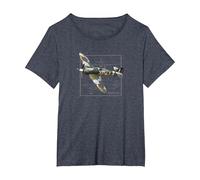 Hurricane | British WW2 Fighter Plane T-Shirt, Women's Plus, Heather Blue, 4X