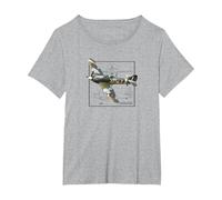 Hurricane | British WW2 Fighter Plane T-Shirt, Women's Plus, Heather Grey, 3X