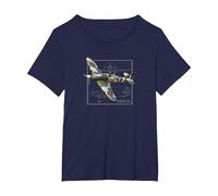 Hurricane | British WW2 Fighter Plane T-Shirt, Women's Plus, Navy Blue, 4X