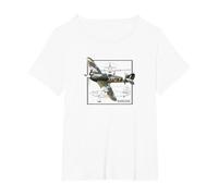 Hurricane | British WW2 Fighter Plane T-Shirt, Women's Plus, White, 3X