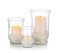 Hurricane Candle Holder 3Pcs Glass Pillar Candle Holder Clear Hurricane Vase Christmas Halloween Centerpieces Fit for Tea Light Votive Pillar Floating Candle Wedding Table Dining Room Garden Decor