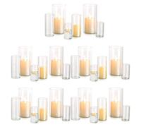 Hurricane Candle Holder Glass Cylinder: 10 Sets (30Pcs) Flower Vase for Tea Light Votive Pillar Floating Candles Dining Table Decorations Wedding Centrepieces Living Room Christmas Ornaments (S+M+L)