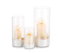 Hurricane Candle Holder Glass Cylinder:3Pcs/Set Clear Flower Vase for Tea Light Votive Pillar Floating Candles for Dining Table Decorations Wedding Centrepieces Living Room Christmas Ornaments(S+M+L)