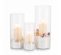 Hurricane Candle Holder Glass Cylinder: 3Pcs/Set Clear Flower Vase for Tea Light Votive Pillar Floating Candles for Dining Table Decorations Wedding Centrepieces Living Room Christmas (M+L+XL)