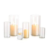 Hurricane Candle Holder Glass Cylinder: Set of 2 (6Pcs) Flower Vase for Tea Light Votive Pillar Floating Candles Dining Table Decorations Wedding Centrepieces Living Room Christmas Ornaments (S+M+L)