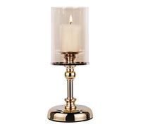 Hurricane Candle Holder Gold Pillar Holder Premium Glass With Deluxe Design (Big)