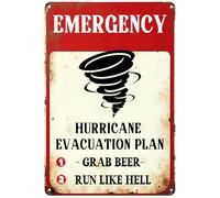 Hurricane Evacuation Plan Grab Beer Run Like Hell Durable Metal Sign,Retro Home Decor Wall Art Tin Signs For Home Bar Pub Cafe Farm Garden Garage Yard Kitchen Decor Retro Metal Tin Sign 8X12 Inches