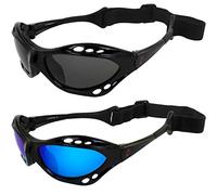 Hurricane Eyewear Category 4 Polarized Jet Ski Floating Goggles 2 Pairs Black Padded Frames Smoke & Blue Mirror Lenses