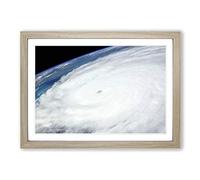 Hurricane from Space Earth Framed Print | A2 Oak Framed Wall Art | Ready to Hang | Modern Space Picture | Living Room Bedroom Lounge Office