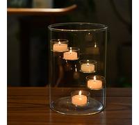 Hurricane Glass Tea Light Candle Holders - 21cm Tall Clear Votive Holders for Wedding Table Centerpieces, Party & Home Decoration