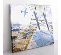 Hurricane In Flight by Eric Ravilious Classic Painting Canvas Wall Art Print Ready to Hang, Framed Picture for Living Room Bedroom Home Office Décor, 50x50 cm (20x20 Inch)