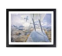 Hurricane In Flight By Eric Ravilious Classic Painting Framed Print | A4 Black Framed Wall Art | Ready to Hang | Classic Historical Picture | Living Room Bedroom Lounge Office