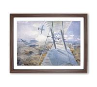 Hurricane In Flight By Eric Ravilious Classic Painting Framed Wall Art Print, Ready to Hang Picture for Living Room Bedroom Home Office Décor, Walnut A4 (34 x 25 cm)