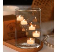 Hurricane Tea Light Candle Holders Pillar Candles 21cm Tall Glass Large Candle Holder Clear Votive Candle Holder for Table Centerpieces Party Home Birthday Decoration