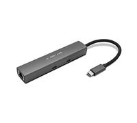 Hurricane USB C HUB C0546 Aluminium 6-in-1 Dock USB-C Adapter, LAN Ethernet RJ45 Network Adapter, 4K HDMI, 100W Power Delivery, USB 3.0, Compatible with Laptop Notebook MacBook PC HDD