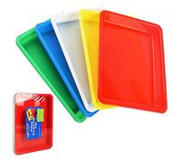 Hurricom 5 Pack Multicolor Plastic Art Trays，Activity Tray Crafts Organizer Tray Serving Tray for School Home Art and Crafts, DIY Projects, Painting, Beads, Organizing Supply, 5 Color