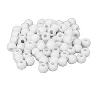 HURRISE 100pcs 12mm White Plastic & Resin Round Hair Braiding Beads for Hair & Beard Weaving, Braids, Ponytails, Weddings, Role Play, Daily Use