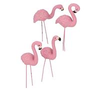 HURRISE 4 Pcs Flamingo Garden Statue,Small Flamingo Yard Ornament Stakes,Fine Details Stylish Vivid Small Flamingo Statue for Yard Lawn Patio Decorations Gifts
