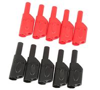 HURRISE 4Mm Banana Plug, 10Pcs Safety Fully Insulated Multimeter Test Leads Banana Plugs For Speaker Wire Jack Red Black Stackable Connectors For Ends Probes Adapters