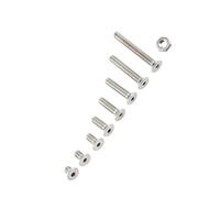 HURRISE Screw Assortment, 300pcs M2.5 A2 Screw And Nut Set Machine Assortment Kit Stainless Steel Hex Socket Screw/Fastener With Hex Nuts (C: Flat head)