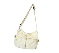 HURRISE Shoulder Bag, Messenger Bag Over The Shoulder For Men White Canvas Single Crossbody With Crossbody Handbag For Student Class Street Large Literary Casual (White)