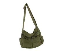 HURRISE Shoulder Bag, Messenger Bag Over The Shoulder For Men White Canvas Single Crossbody With Crossbody Handbag For Student Class Street Large Literary Casual (Green)