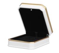 HURRISE White LED Light Up Velvet Pendant Necklace Box, Romantic Proposal Engagement Jewelry Display Case for Wedding Anniversary Birthday Valentines Day
