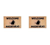 Hurromy 2 x Dark Cat Welcome Madafakas Printed Doormat Funny Home Decor Kitchen Bathroom Decor Give People Fun Gifts