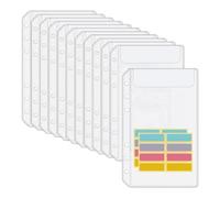 Hurromy A6 Binder Pockets 12PCS No Zipper Envelopes for Budgeting,6-Hole Zipperless Binder Pouches Envelope for A6 6-Ring Binder