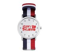 Hurry Up Tomorrow Braided Elastic Strap Watch Multicolor Wristwatch Sport Analog Watches for Men Women Birthday Gift
