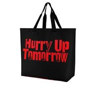 Hurry Up Tomorrow Large Reusable Shopping Bag Lightweight Foldable Tote Bags Washable Shoulder Handbag