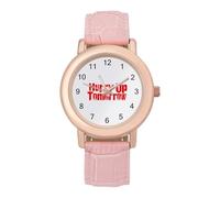 Hurry Up Tomorrow Leather Fashion Women Watch Simplicity Round Wristwatch Easy Reader Ladies Watches
