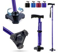 HurryCane Freedom Edition Folding Cane with T Handle, Pathfinder Purple
