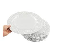Hurrylying 24 Silver Plates, Reusable Dinnerware Set,Circular Plates, Reusable Plates Party and Event Use, Microwave Safe Tableware -an Ideal Choice for Birthdays, Parties, Camping, and Dining Pp