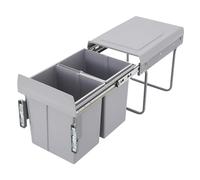 Hurrylying 40L Pullout Recycling Garbage Trash Can Cabinet Mounted Waste Sorting Baskets with Sliding Rails, Soft-Close, Space-Saving Hidden Kitchen Rubbish Storage, for Home Hotel Restaurant Grey