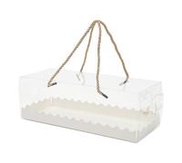 Hurrylying 60 Pcs Clear Cake Box Clear Cake Boxes with Handles Swiss Roll Cake Box Cake Packaging, Dessert Takeout Boxes, Foldable and Portable for Bakers and Food Businesses 27.5 * 11 * 9.5cm