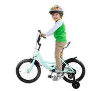 Hurrylying Beginner Toddler Training Bicycle Kids Bicycle with Training Wheels, Adjustable Kids Bike for Beginners, Safe and Durable Green Removable Training Wheels for Ages Five to Eight