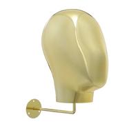 Hurrylying Wall-Mounted Mannequin Head Display Stand, Gold, Plastic and Iron, Modern Style, 25cm Height, 52cm Circumference, for Wigs, Hats and Scarves