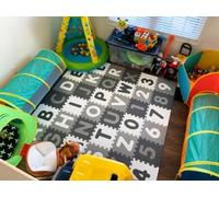 HURSROOR Foam Baby Play Mats - 36PCS Large Thick&Soft EVA Foam Interlocking Floor Tiles for Kids 12"x12" Educationa Jigsaw Floor Mats for Children,Foam Puzzle Mat for Playroom,Gym Dark-Grey(E)