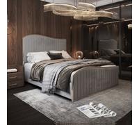 Hurstpierpoint Upholstered Soft Velvet Grey Metal Designer Bed Frame