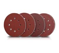 HurthAG Pack of 20 8 Hole 150 mm Sanding Discs for Random Orbit Sander Including 5 Sheets: 80/120/180/240 Total 20 Sheets