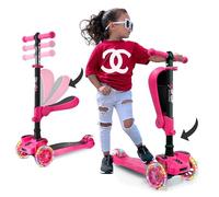 Hurtle 3 Wheel Scooter, Scooter for Boys and Girls from 2 Years, Three-Wheel Height Scooter with Tilt Seat, Children's Scooter with LED Wheels Multicoloured