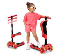 Hurtle 3-Wheel Tri Scooter for Kids ages 4-7, Scooter with Seat, Foldable, Flashing Lights, Adjustable Height
