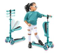 Hurtle 3-Wheel Tri Scooter for Kids ages 4-7, Scooter with Seat, Foldable, Flashing Lights, Adjustable Height